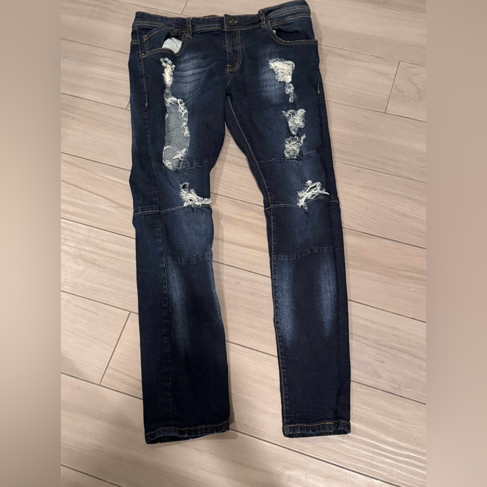 Black spike men’s skinny jeans 34x32